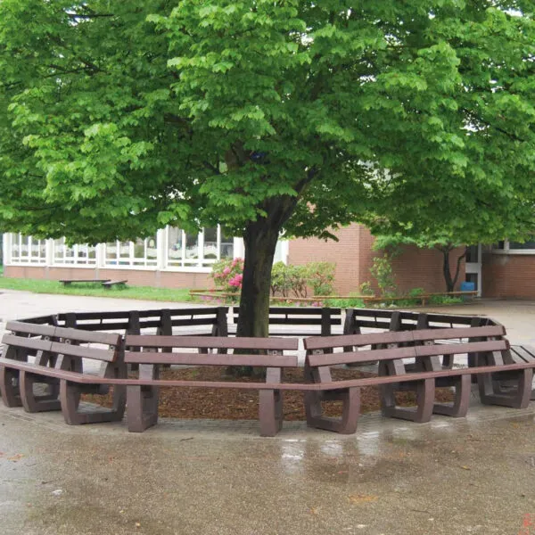 circular bench under tree