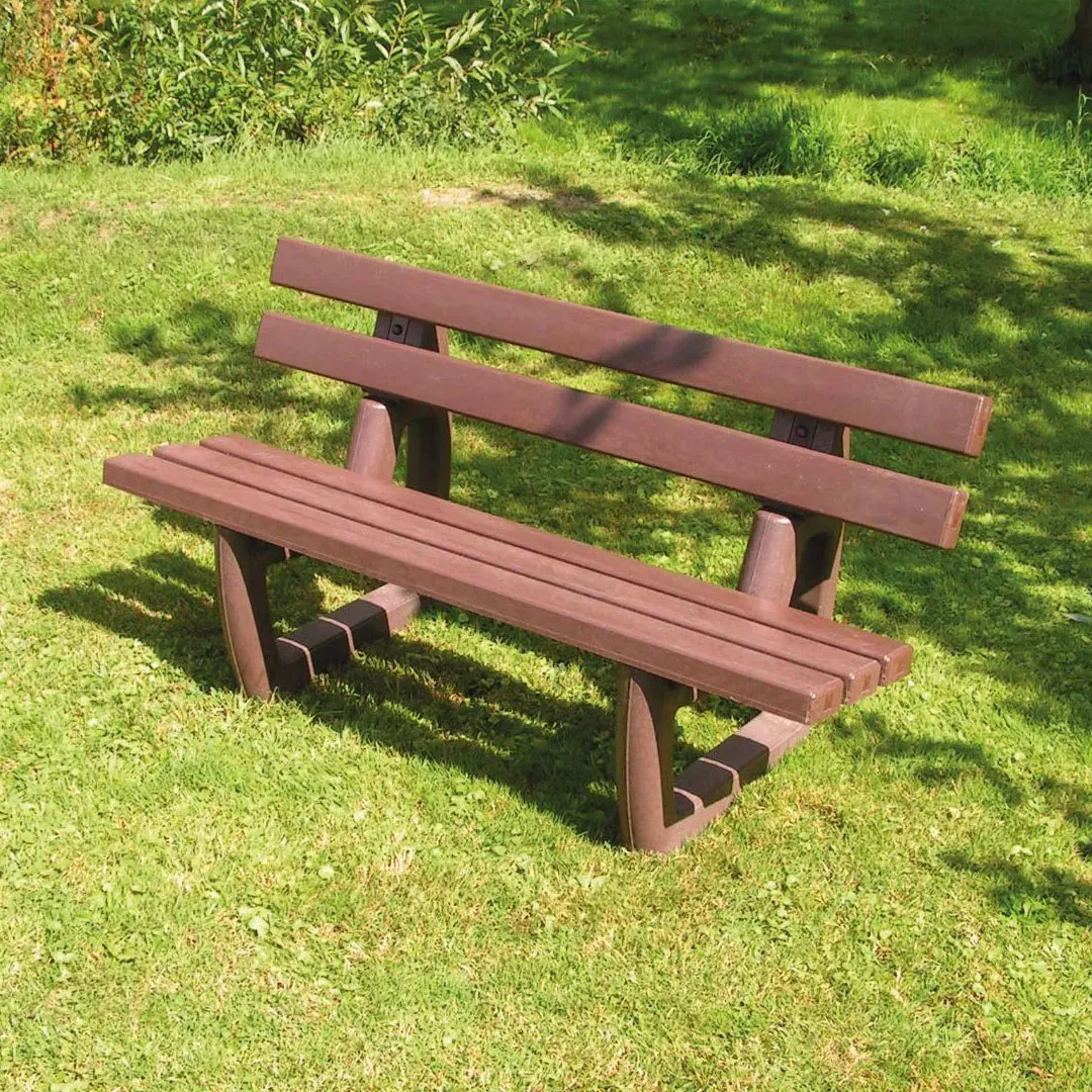 Tivloi-150-brown Tivoli 1 Recycled Plastic Park Bench 150cm - Image 1