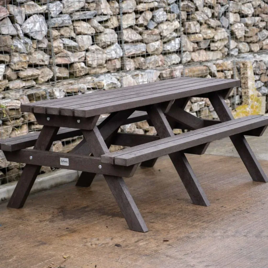 Brown Kingsbridge Recycled Plastic Picnic Table 200cm