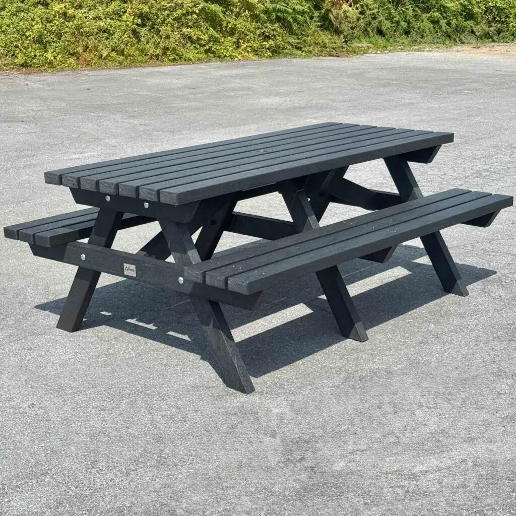 Salcombe Recycled Plastic Picnic Table 200cm in Black