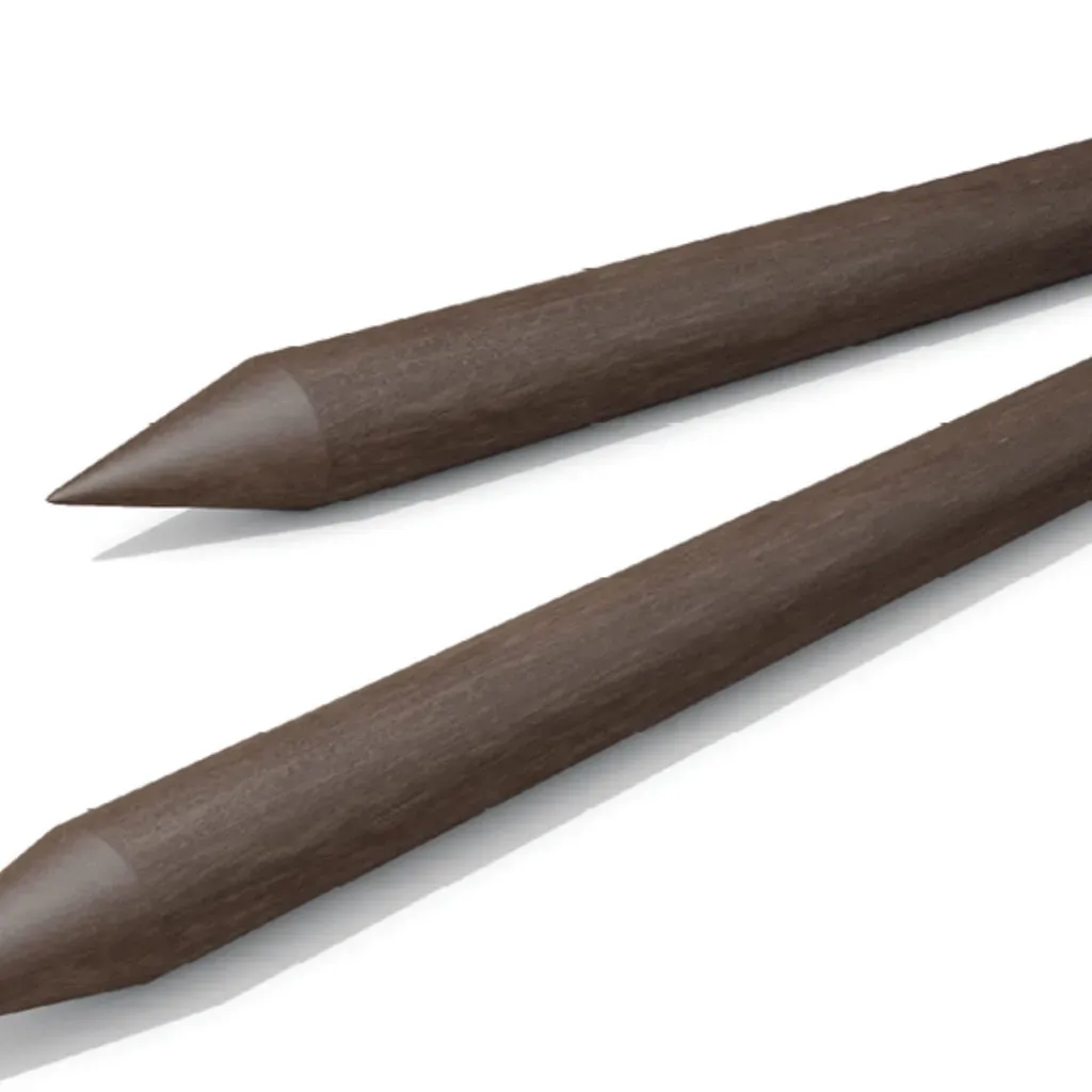 A Recycled Plastic Round Brown Fence Post