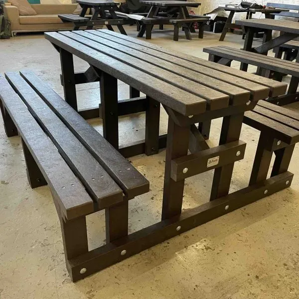Brown Picnic Table made from recycled plastic